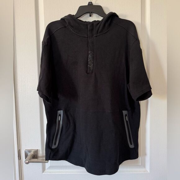 Rawlings Men’s Gold Collection 1/4 Zip Short Sleeve Hooded Jacket Black Large - Picture 2 of 7